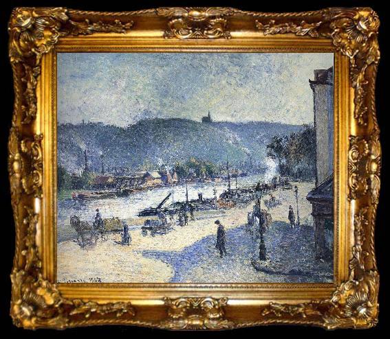 framed  Camille Pissarro Rouen A Bend in the River, ta009-2